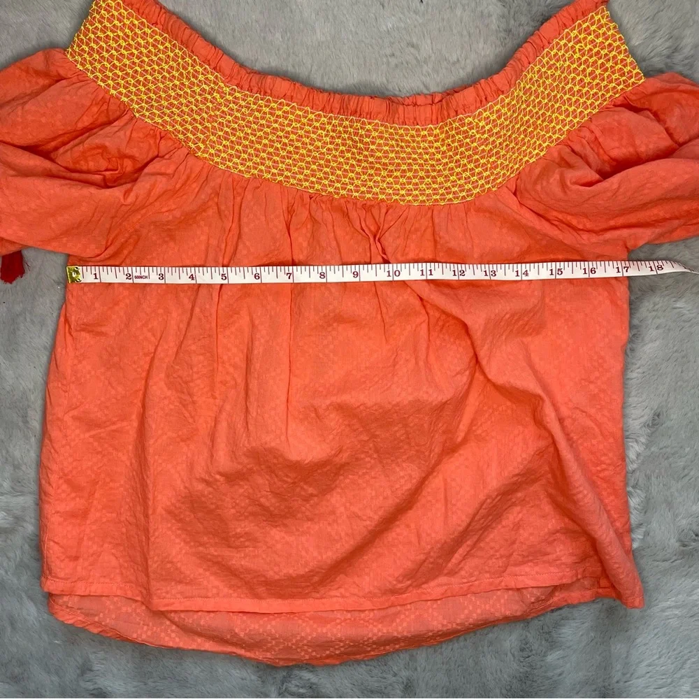 Banjanan Off the Shoulder Tassel Top Coral Pink Small - Picture 5 of 8